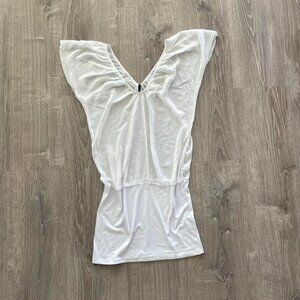 00s pearl white sheer mini dress
